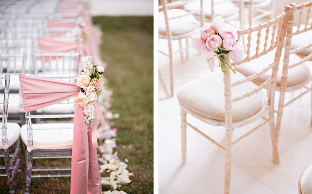 Декор стульев живыми цветами