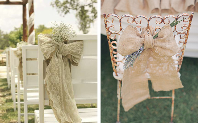 Декор стульев с помощью мешковины