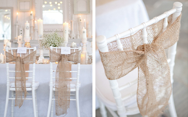  Декор стульев с помощью мешковины