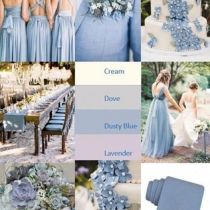 свадебный мудборд в голубой цветовой гамме