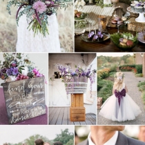 свадебный мудборд в серо-фиолетовой цветовой гамме
