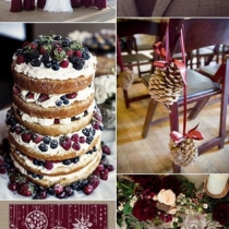 свадебный мудборд в бордовой цветовой гамме