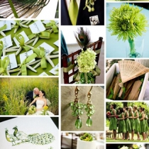 свадебный мудборд в ярко-зеленой цветовой гамме