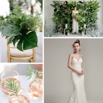 свадебный мудборд в зеленой цветовой гамме