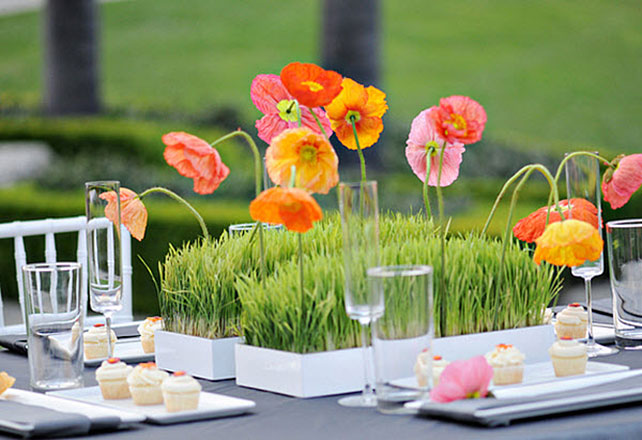 Детский стол на свадьбе, травка в горшках, кексики