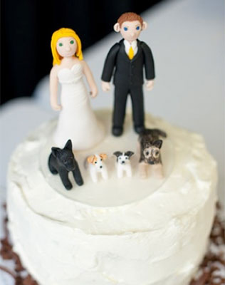 домашние любимцы на свадьбе, фигурки на торт