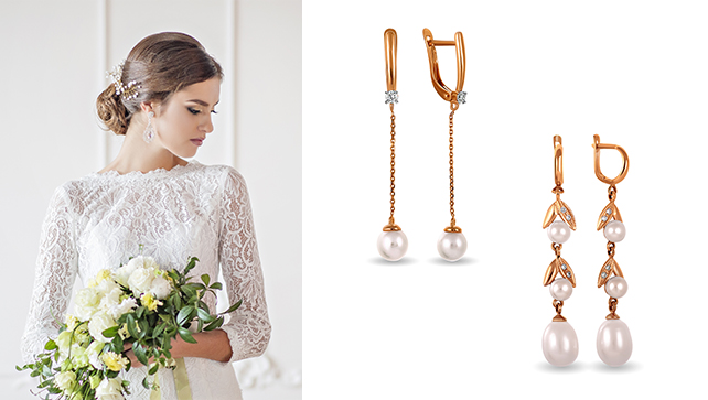 аксессуары невесты, ювелирные серьги для невесты 