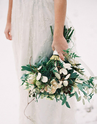 зимний образ невесты, зимний букет невесты