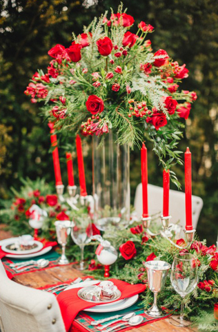 Дух Рождества: зимняя свадьба в ярко-красных тонах 