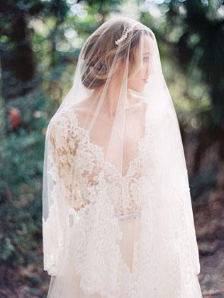 Тренд: фата, закрывающая лицо 