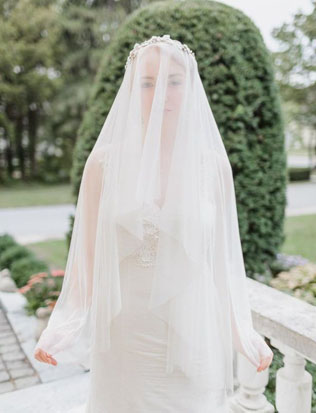 Тренд: фата, закрывающая лицо 