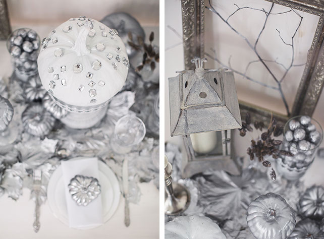 Frozen autumn, свадьба в серебристом цвете, декор свадьбы тыквами со стразами