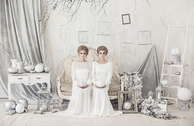 Frozen autumn, свадьба в серебристом цвете, образ невесты