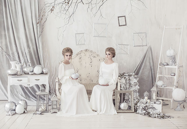 Frozen autumn, свадьба в серебристом цвете, образ невесты