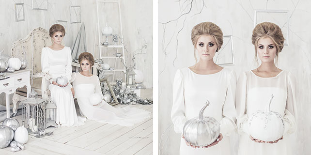 Frozen autumn, свадьба в серебристом цвете, образ невесты