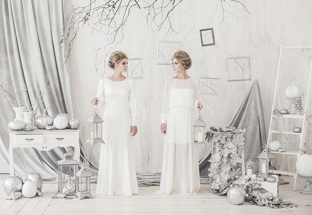 Frozen autumn, свадьба в серебристом цвете, образ невесты
