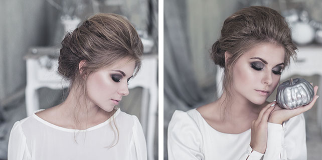 Frozen autumn, свадьба в серебристом цвете, образ невесты, макияж, прическа