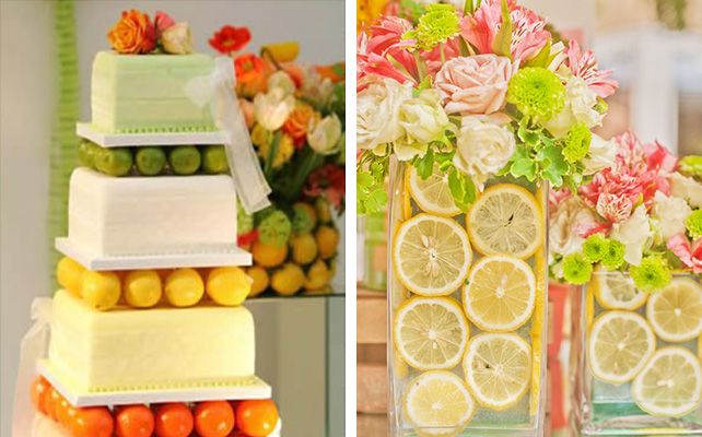 Фрукты в декоре свадебного стола