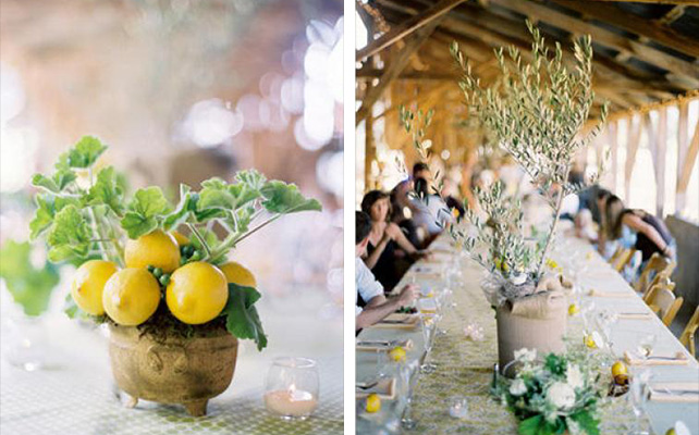 Фрукты в декоре свадебного стола