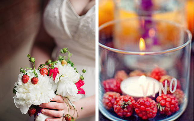 Фрукты в букете невесты