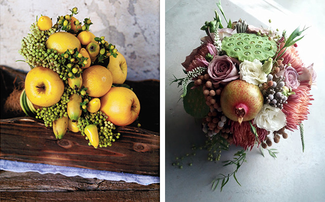 Фрукты в букете невесты