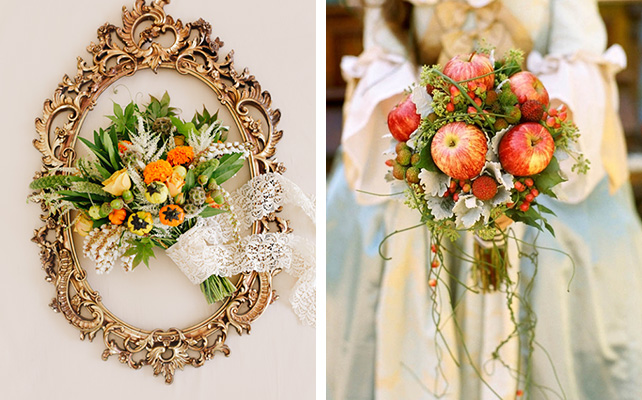 Фрукты в букете невесты