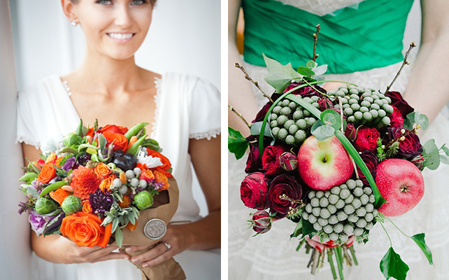 Фрукты в букете невесты