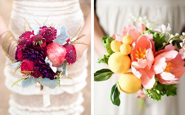 Фрукты в букете невесты