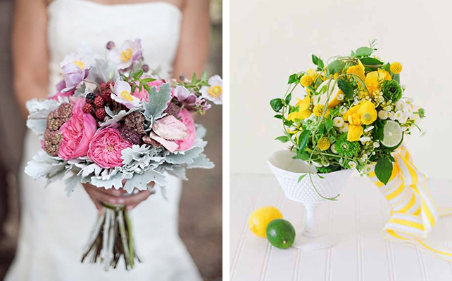 Фрукты в букете невесты