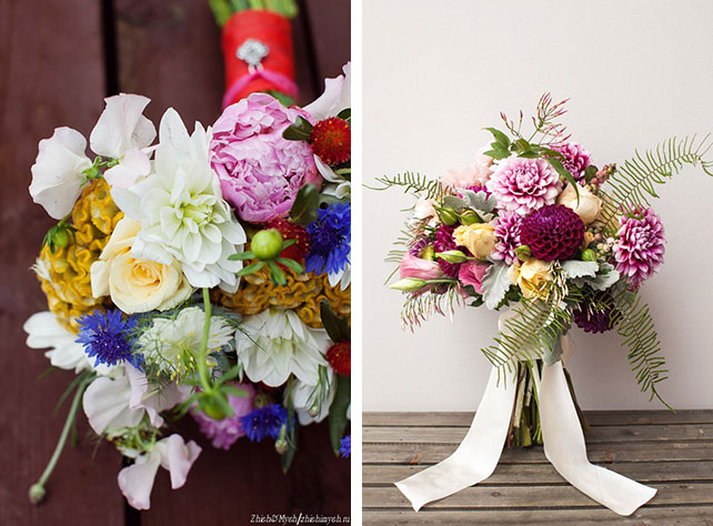 Свадебные букеты с использованием георгин