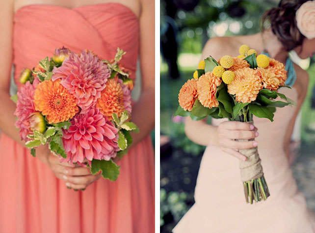Свадебные букеты с использованием георгин