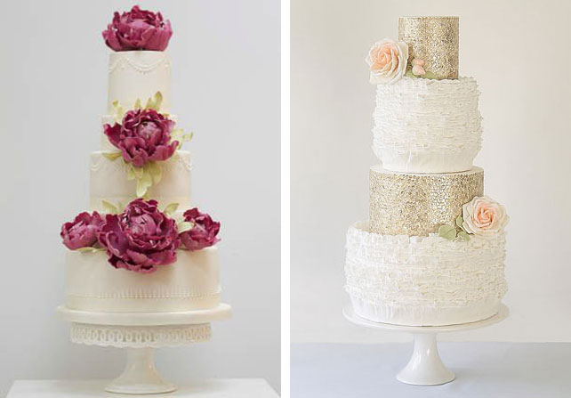 торт с крупными цветами, золотой торт с цветами, 42 свадебных торта для роскошной гламурной свадьбы