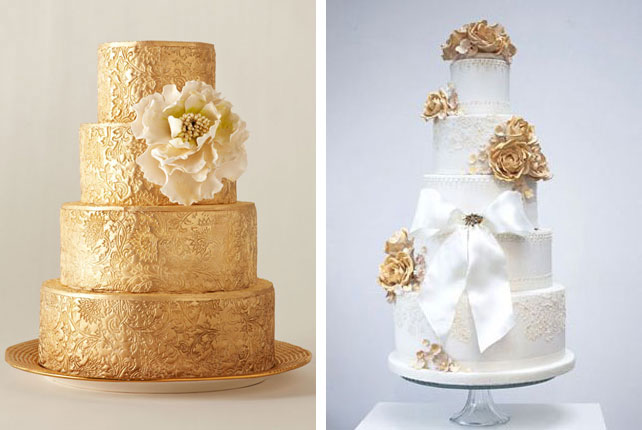золотой свадебный торт, свадебный торт с золотыми цветами, 42 свадебных торта для роскошной гламурной свадьбы