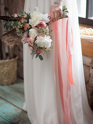 Годовщина свадьбы в стиле бохо, букет невесты