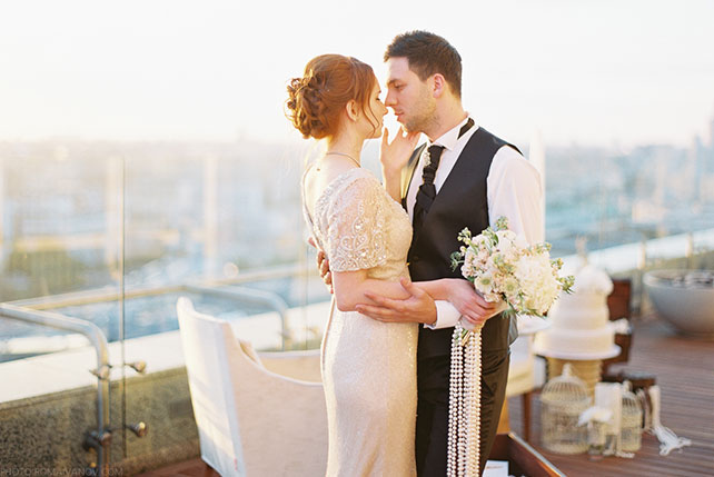 годовщина свадьбы на крыше, фотосессия на крыше