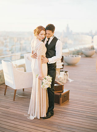 годовщина свадьбы на крыше, фотосессия на крыше