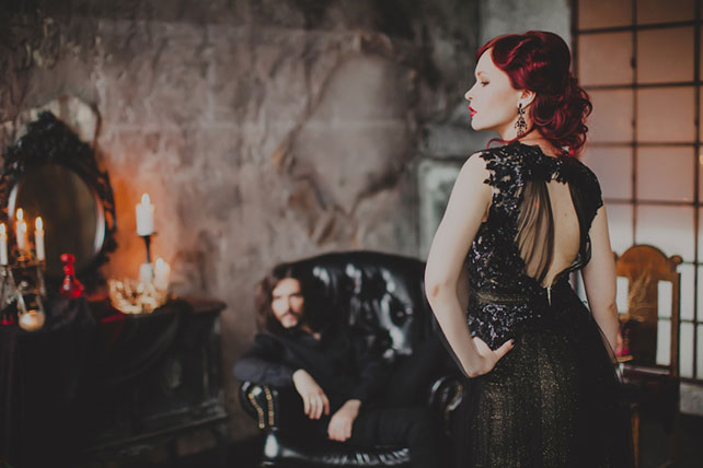 Готичная свадьба, жених и невеста