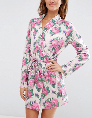 Трикотажный халат с цветочным принтом