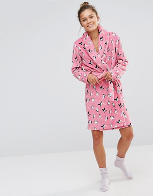 Пушистый халат с принтом