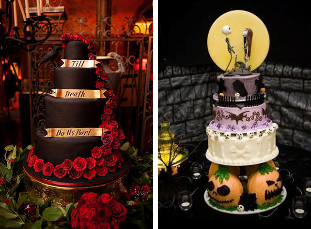Сладкий стол и торт для свадьбы в тематике Хэллоуин