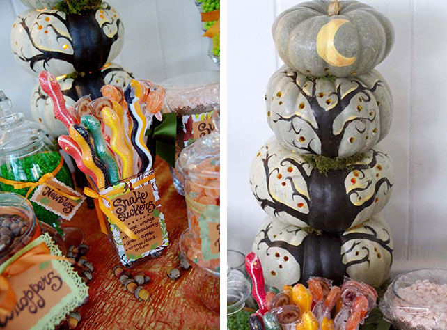 Сладкий стол и торт для свадьбы в тематике Хэллоуин