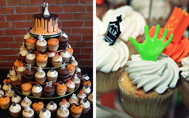 Сладкий стол и торт для свадьбы в тематике Хэллоуин