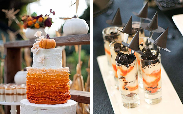 Сладкий стол и торт для свадьбы в тематике Хэллоуин