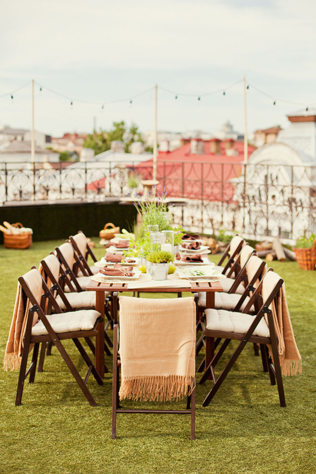 свадьба на крыше, оформление стола 