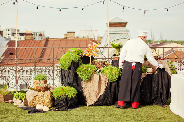 свадьба на крыше, декор фуршетного стола