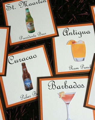 имя стола, названия напитков