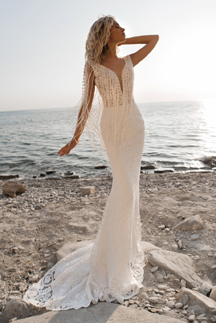 пляжные свадебные платья, пляжное свадебное платье с бахромой 