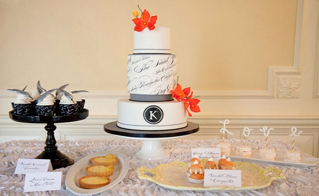 Каллиграфия на свадьбе, сладкий стол