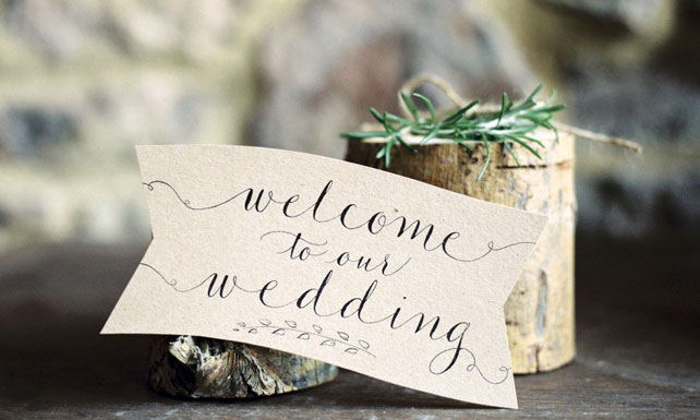 Каллиграфия на свадьбе, приветственная надпись