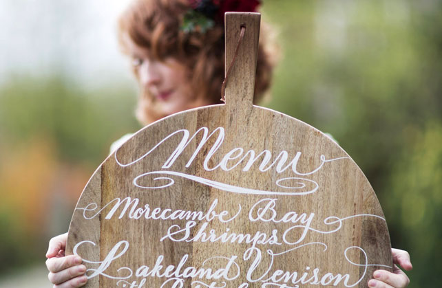 Каллиграфия на свадьбе, меню